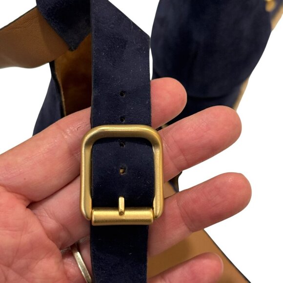 Chloé Navy Suede Scalloped Accent Espadrilles, Size 39 - Picture 7 of 10